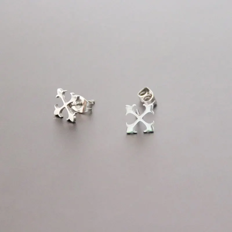 Wholesale Bulk 10pairs/lot Cross Flower Stainless Steel Earrings Studs Fashion Minimalistic Earring Jewelry For Women Girls | Украшения и