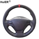 Чехол на руль автомобиля HuiER, красный маркер для Kia K3 2013 K2 2015 Ceed Cee 'd 2012-2017 Cerato 2013-2017, автостайлинг