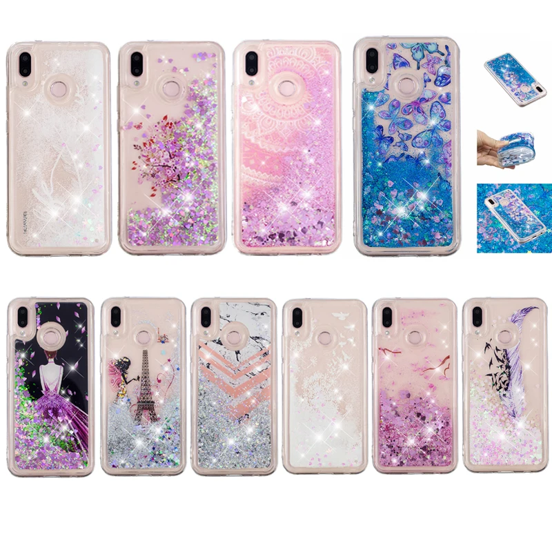Чехол с жидкими блестками и зыбучим песком для huawei P20 lite чехлы силиконовый мягкий