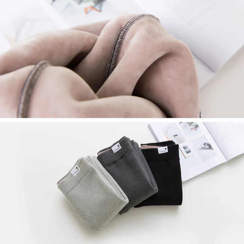 Плюс бархат более толстые брюки Женская Одежда Осенние черные узкая с завышенной