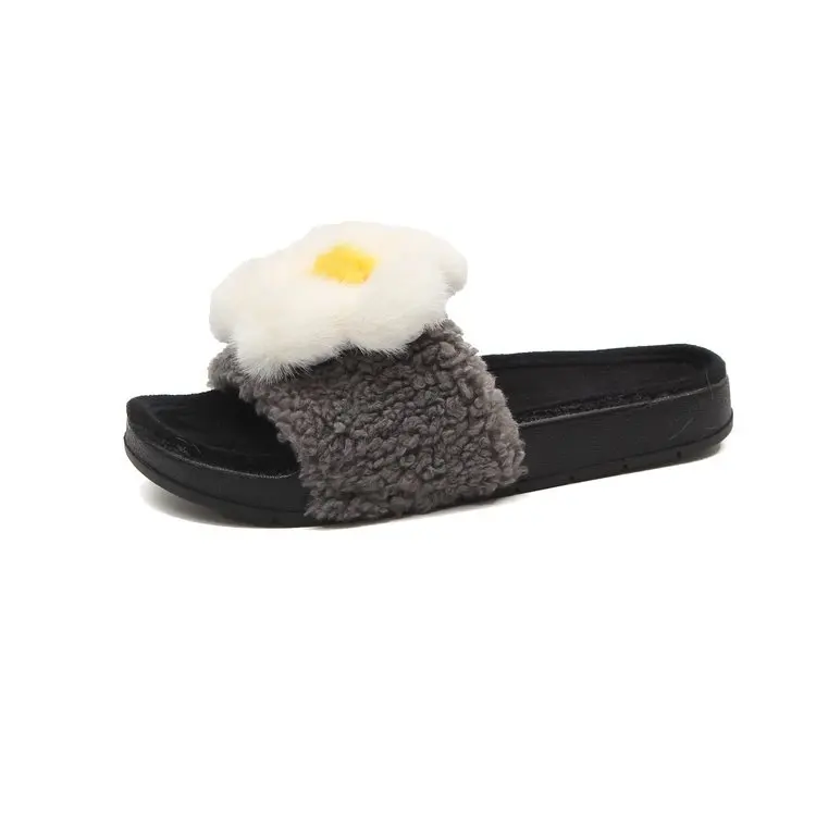 DreamShining New Winter Women's Slippers Cute Flowers Smiling Plush Personalized Cotton Home Shoes | Обувь