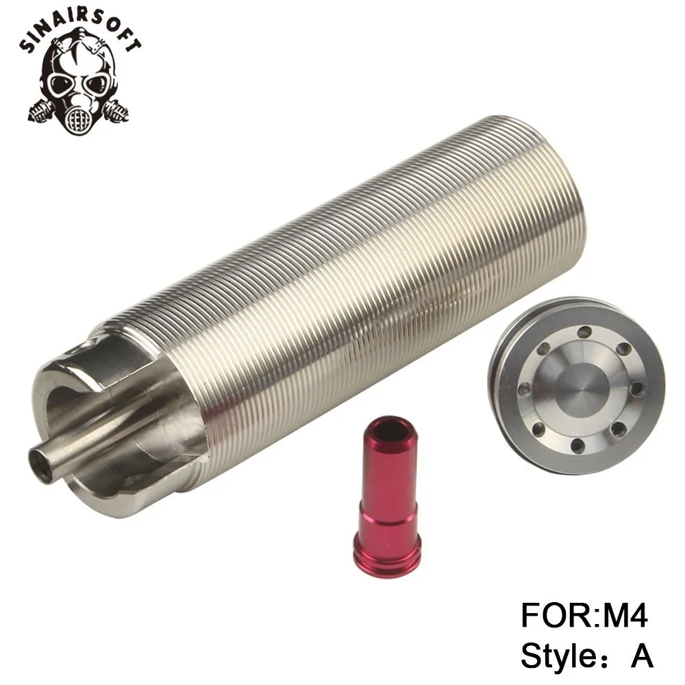Threaded For M4 SHS Tune Up комплект из нержавеющей стали с ЧПУ фрезерованный цельный цилиндр Встроенная головка цилиндра насадка с поршневой головкой страйкбол пейнтбол - Цвет: Threaded For M4