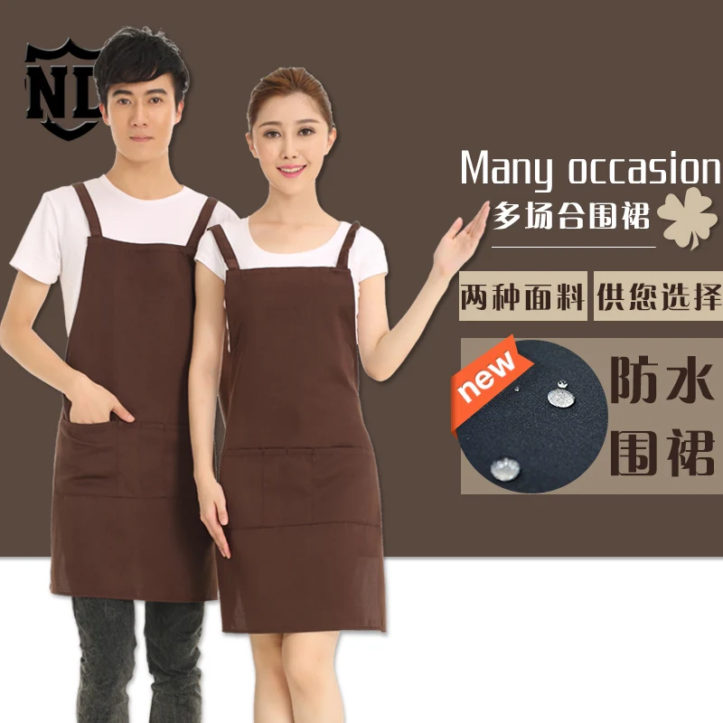 Простой Прочный и моющийся фартук для мужчин женщин однотонный с большими