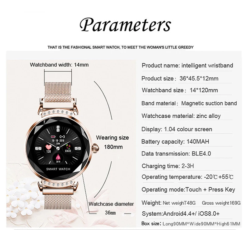 

Smart Wristband IP68 Waterproof Women Health Watch Heart Rate Remote Monitor Smart Reminder Fitness Band Female Lady Gift