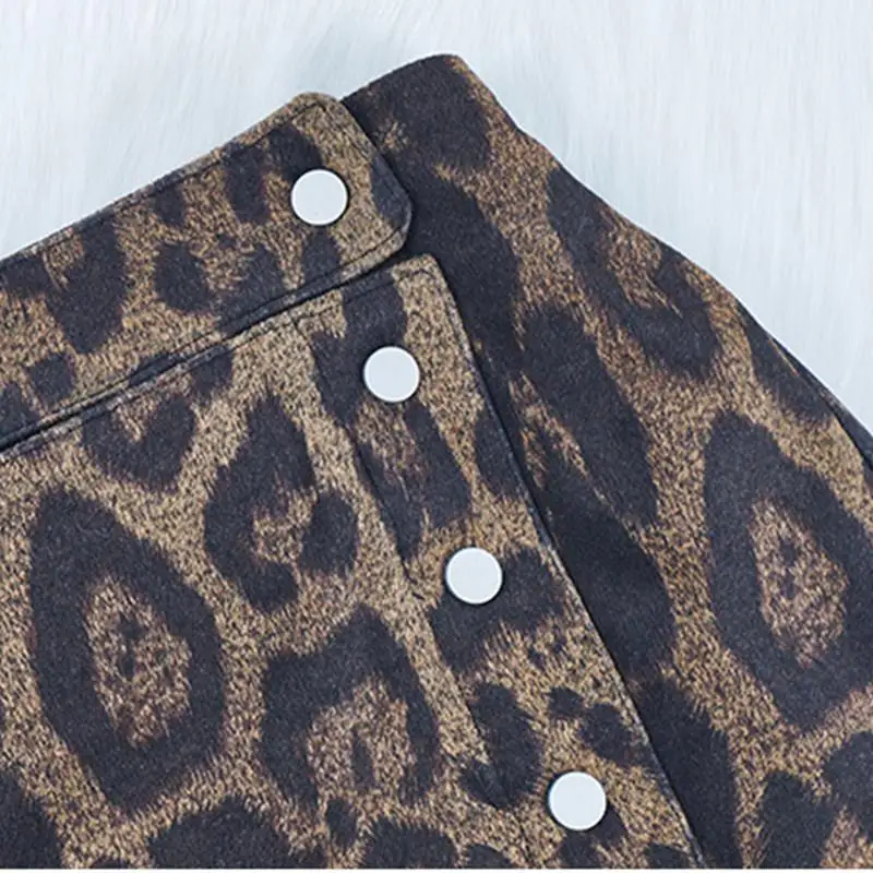 Новая девушка Дети Замши Leopard Короткая юбка для девочек-подростков плюс бархатные теплые Pettiskirt Детские повседневные Кнопка эластичные юбка Q551