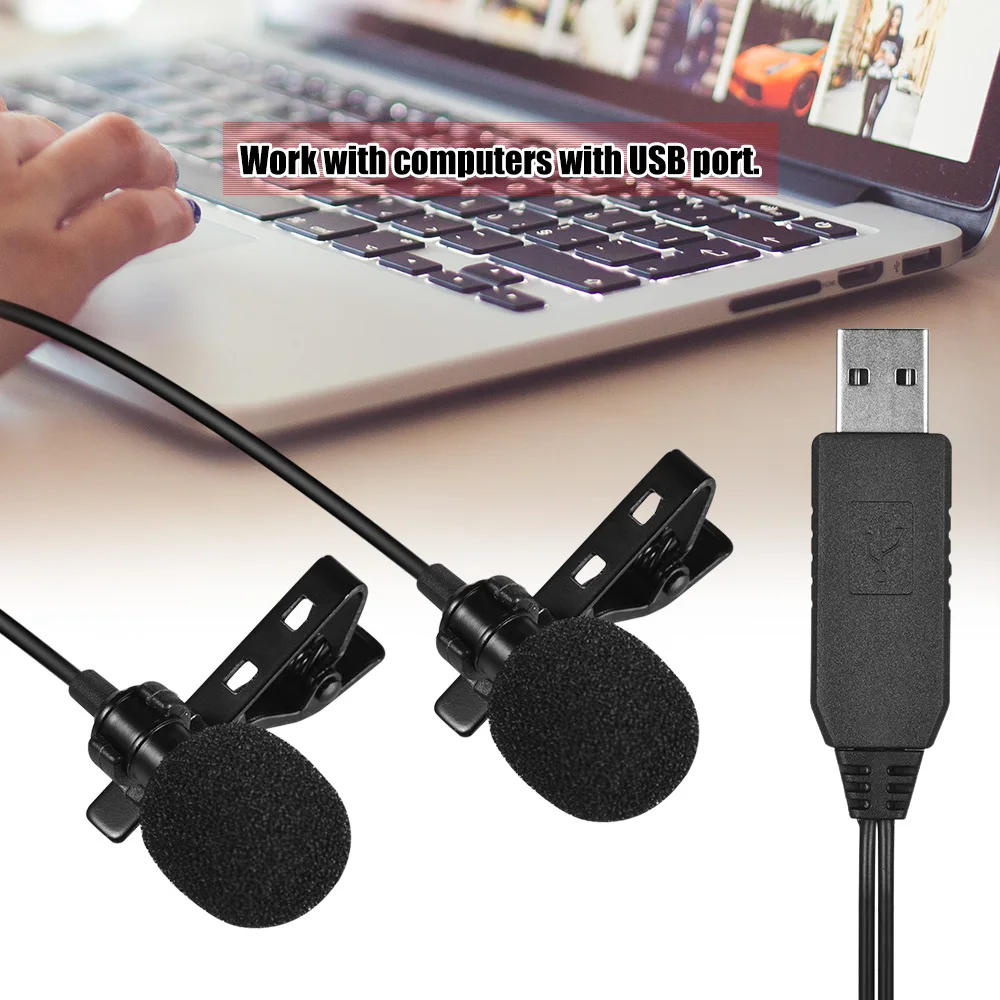 Петличный микрофон Andoer 1 5 м USB с двумя головками|Микрофоны| |