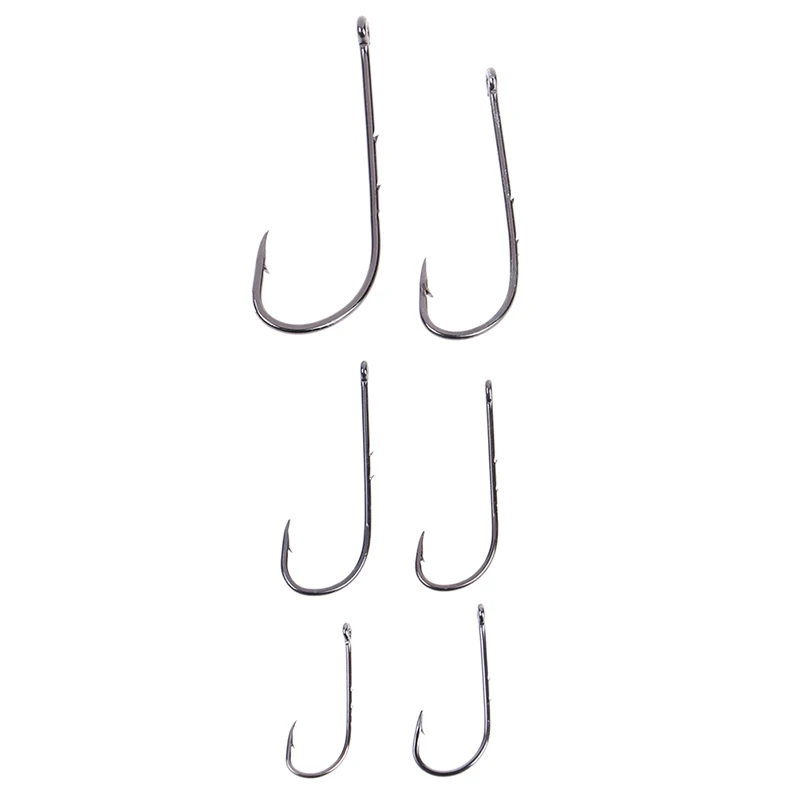 50Pcs Carbon Steel Fishing Hooks Off Set Sliced Long Barbed Shank Bait Holder Hook 9 Sizes | Спорт и развлечения
