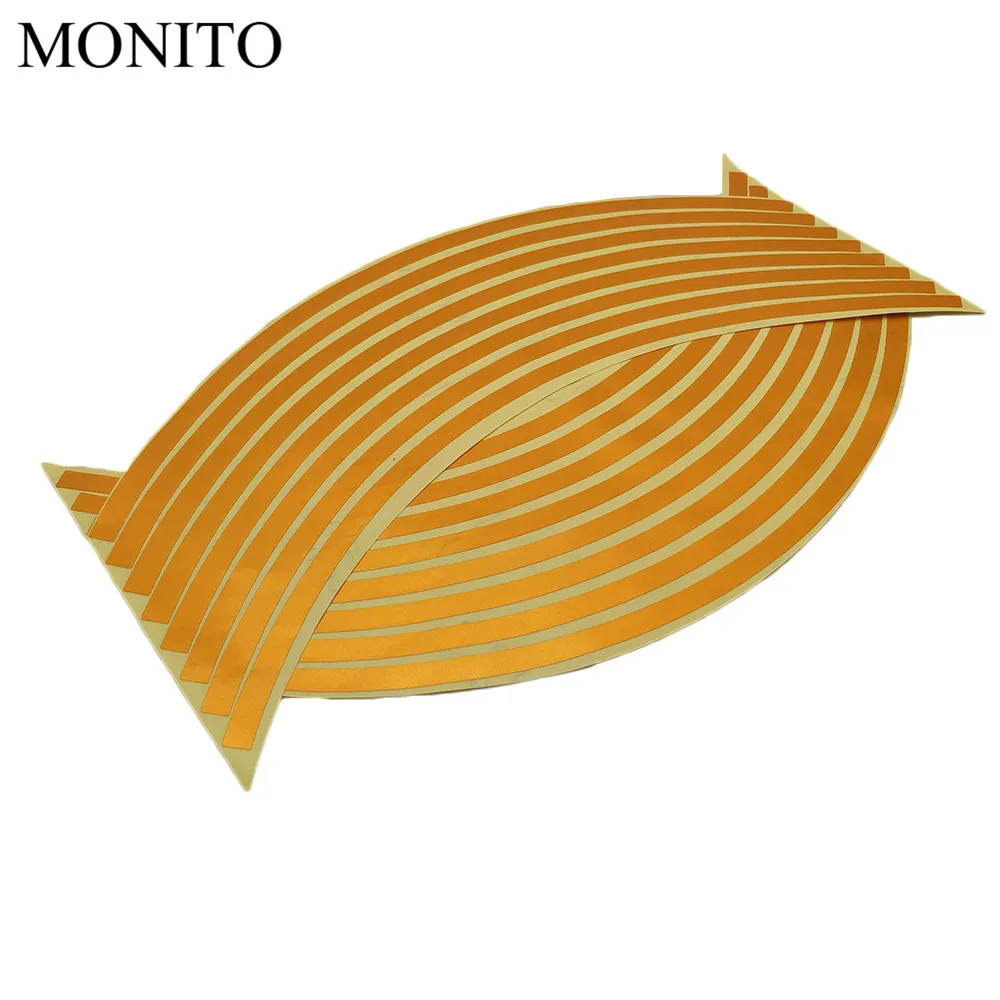 Gold Motorcycle Wheel Sticker 16" 17" 18" Reflective Decals Rim Tape Strip For Honda VFR800 VFR750 VTR1000 CBR 125R 300R 500R RC51 - Цвет: Gold