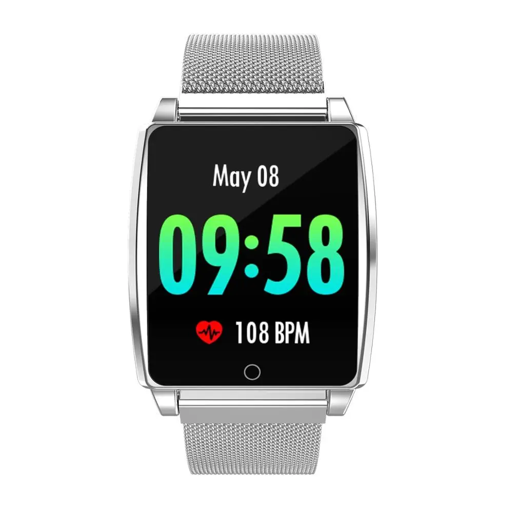 steel silver Новинка, умный Браслет R17, 1,3 дюйма, HD Цвет, сердечный ритм, кровяное давление, кислородный фитнес-трекер, водонепроницаемые Смарт-часы для мужчин на базе Android IOS - Цвет: steel silver