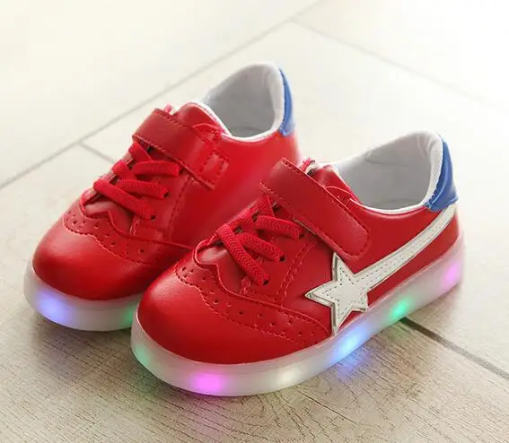 2017 обувь для мальчиков и девочек с европейскими звездами светящаяся со