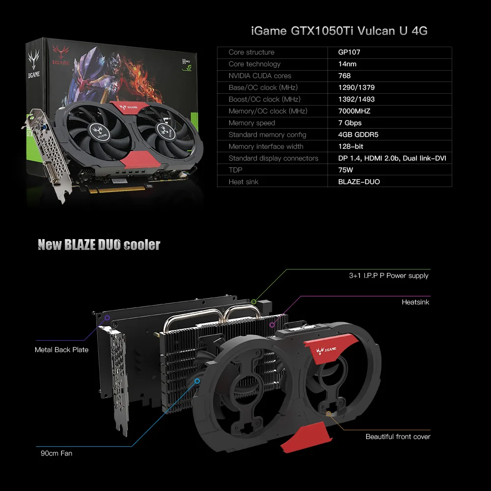 Видеокарты для Bitcoin Miner PCI-E Riser для красочной видеокарты NVIDIA GeForce GTX iGame 1050Ti 4 ГБ GDDR5 128 бит