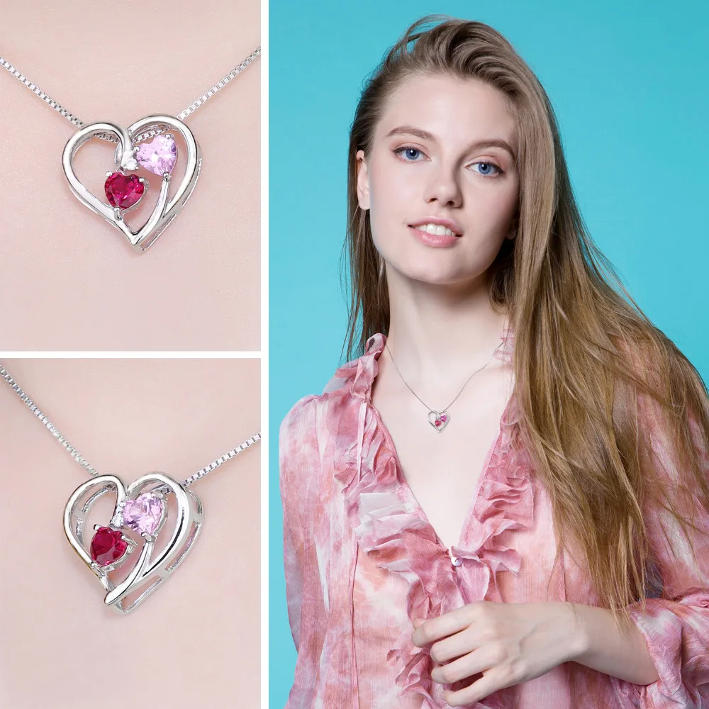 Jewelrypalace любовь 1.2ct сердца создано ruby розовый сапфир &quotКулон 925 Серебряная свадьба