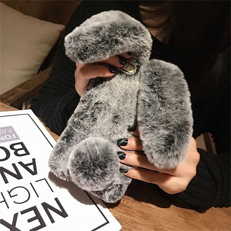 Rabbit Hair Fur Fluffy Phone Case for samsung galaxy M10 M30 S M20 A10E J4 J2 Core Note 10 J6 PLUS 2018 J7 NEO Grand prime pro |
