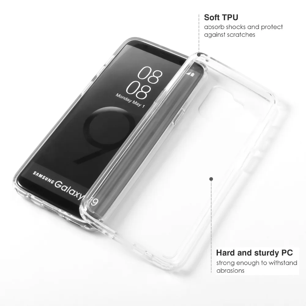 Чехол для Samsung Galaxy S9 Plus Прозрачный ударопрочный устойчивый к царапинам чехол