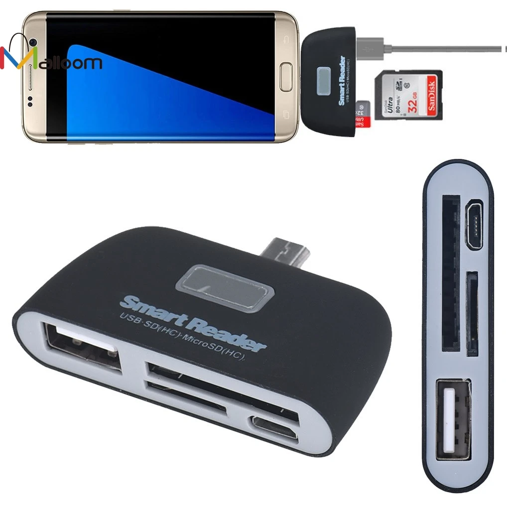 Malloom Micro USB 3 в 1 устройство чтения карт памяти адаптера для смартфонов USB/TF/SD для samsung Galaxy s7 защитой от перегрузки по току