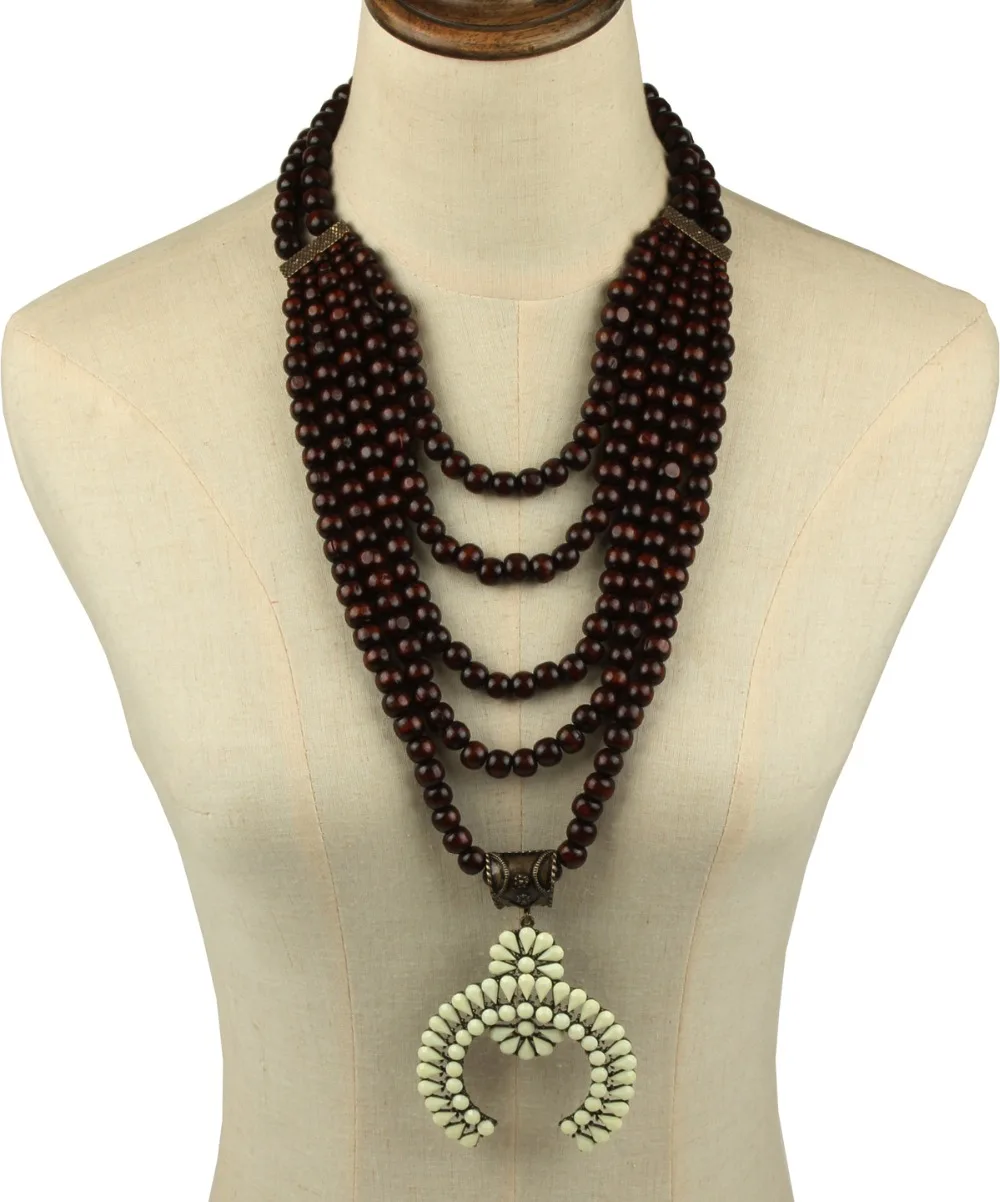 Заводская собственная продажа самое популярное 5 нитей дерево Сквош ожерелье