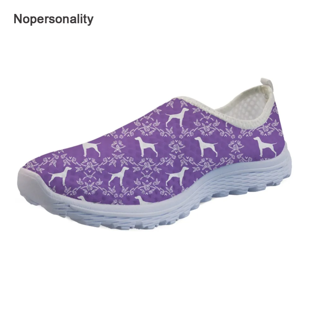 Nopersonality Purple Vizlsa Dog Print Mesh Shoes Breathable Lightweight Female Ladies Sneakers Slip-on Flats Comfortable | Обувь