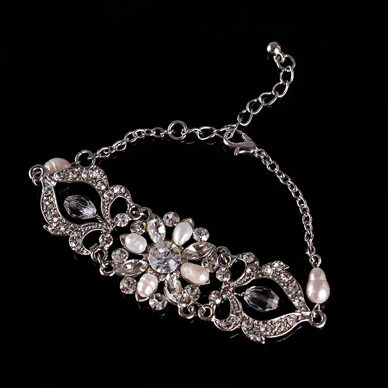 Свадебные украшения для невест жемчужин и кристальных браслетов женщин модные