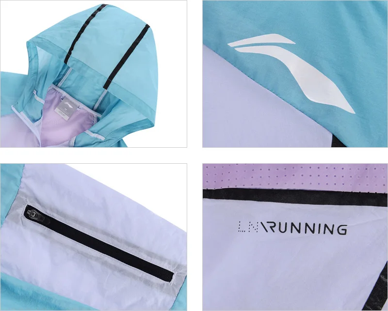 Li-Ning/Женская ветровка для бега, с капюшоном, с дышащей подкладкой из нейлона, спортивная куртка AFDP114 WWF923