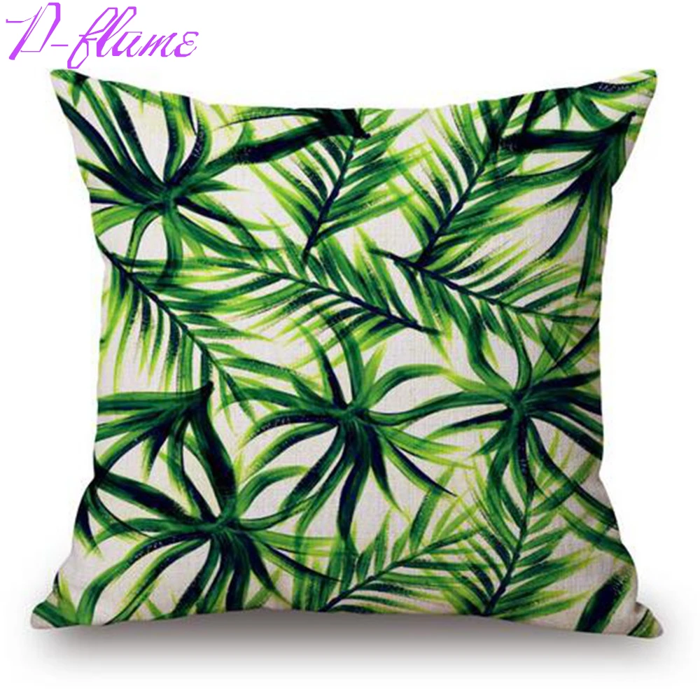 P flame Regenwoud Bladeren Afrika Linnen Tropische Planten Hibiscus Bloem Sierkussen чехол Stoel Sofa Kussenhoes almofada|almofada|almofada