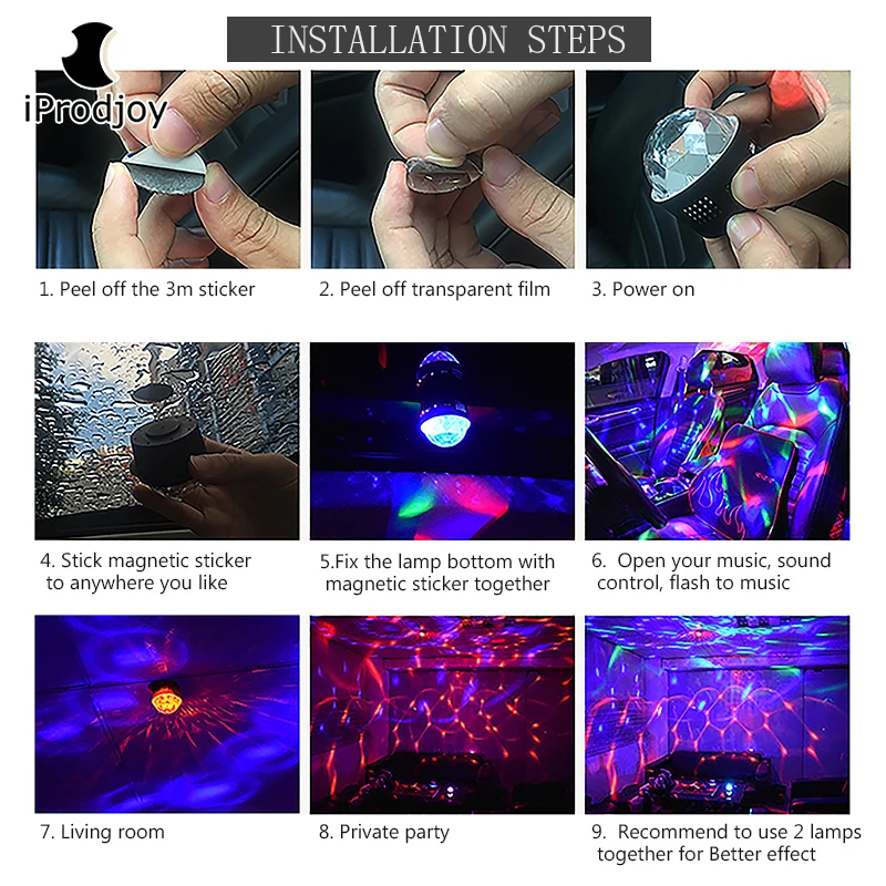 Мини светодиодный RGB лампа волшебный шар USB Touring портативное украшение музыкальный автомобиль компьютер перезаряжаемый домашний вечерние dj звук Новинка светильник