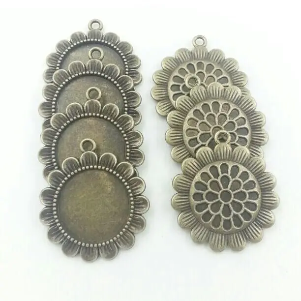 

Fits 20mm Dia Round Cameo Cabochon Base Setting Bronze Tone Flowers Jewelry Making Components 10pcs T629