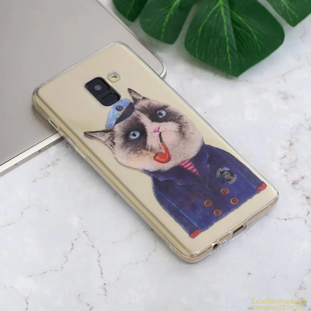 FGHGF с милым рисунком кота чехол для samsung A8 плюс 2018 мягкий из термопластика