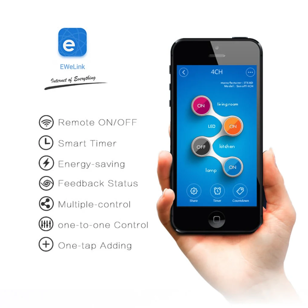Смарт переключатель ITEAD Sonoff 4CH R2 Wi Fi 4 канальный WIfi умный домашний таймер подсветка