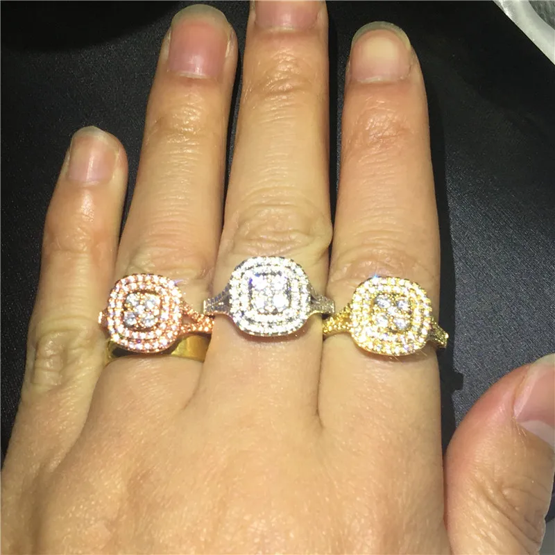 Sparkling Bohe Promise ring Round AAAAA Cz Stone 925 Silver Statement Party wedding band rings for women Bridal Finger Jewelry | Украшения