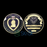 1 10pcs fashion challenge coins 1782 1932 purple heart gold coins badge merit award medal military merit challenge coins