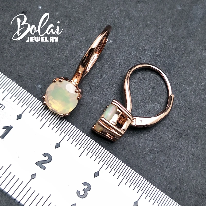 Bolaijewelry новый продукт натуральный опал драгоценный камень застежка серьги