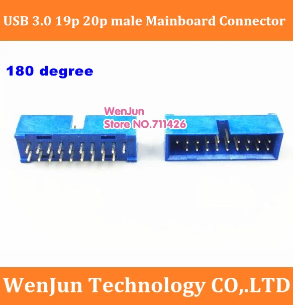 Новый USB3.0 19p 20p USB 3.0 19pin 20pin штекер 3 0 градусов материнская плата разъем с