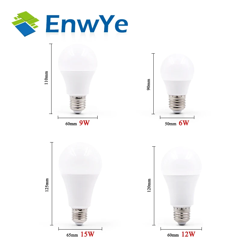 EnwYe светодиодный лампочка E27 6 Вт 9 Вт 12 Вт 15 Вт DC12V/AC 220 В умная IC реальная мощность холодный белый/теплый белый лампада ампулы Bombilla светодиодный