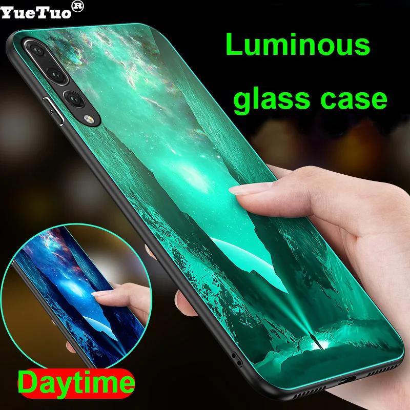 YueTuo светящийся чехол из закаленного стекла для huawei p20 p30 lite pro p20lite p20pro p30pro p30lite 3d
