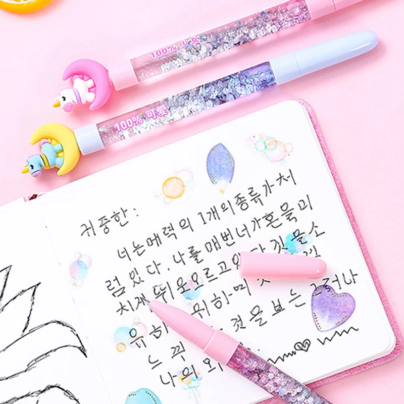 Cartoon unicorn moon gel pen black ink writting pens canetas material escolar kawaii staitonery paperlaria school supplies | Канцтовары