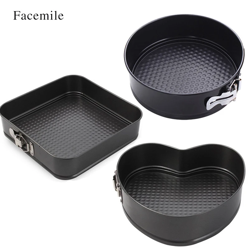 

3PCS Non-Stick Bakeware Cake Pan Mold Baking Tools With Removable Bottom Round Heart Square Bakery Kitchen Cooking Tool