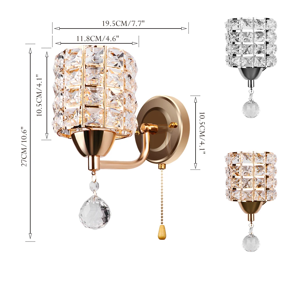Современный Стиль Настенный светильник цилиндрический Хрустальный держатель с