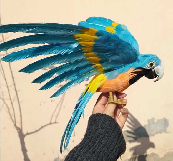 

about 30x45cm light blue feathers spreading wings parrot artificial bird model handicraft,prop,home garden decoration gift p2837