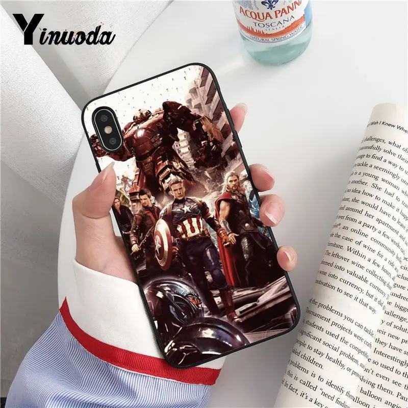 Yinuoda Marvel's Мстители ТПУ черный чехол для телефона iPhone 8 7 6 6S Plus X XS MAX 5 5S SE XR 10 Чехлы