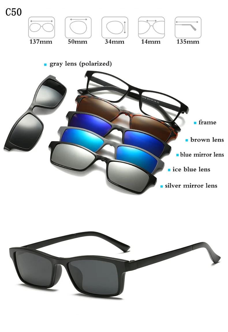 Модные мужские и женские очки RuoWangs 5 солнцезащитных очков с магнитной оправой