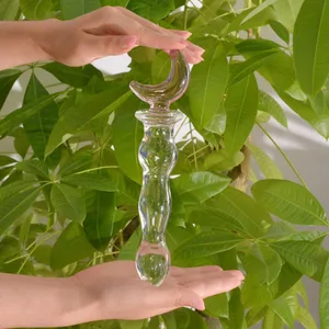 YEMA 8,27 дюйма в форме Луны, длинный огромный стеклянный фаллоимитатор, анальные шарики, Анальная пробка, стеклянный кристалл, Анальная пробка, секс-игрушки для мужчин, геев, женщин, секс-магазин