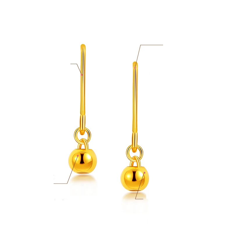BTSS 24K чистое золото серьги Настоящее AU 999 твердые золотые хорошие полые шаровые