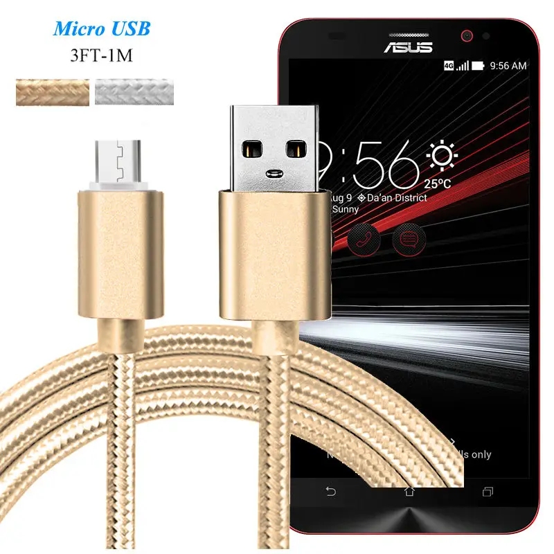 3 фута микро USB синхронизации и быстрое зарядное устройство кабель для Asus ZenFone Go