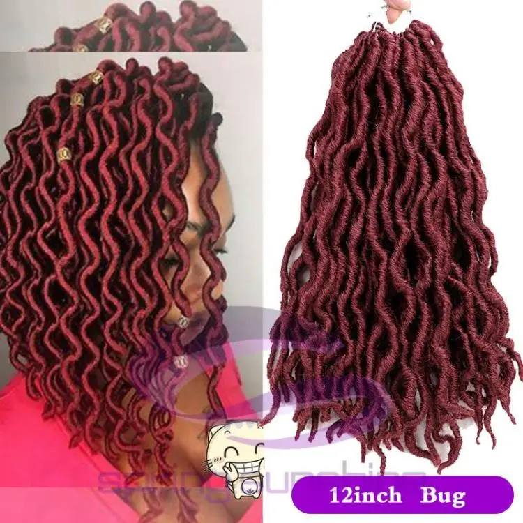Элегантный MUSES Goddess Nu Locs, мягкие вязанные крючком волосы, косички, 12, 18 дюймов, faux Locs CURLY, синтетические волосы, предварительно петля, вязанные крючком косички