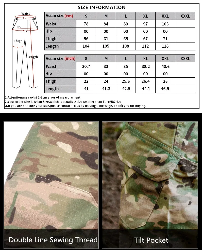 TPC Рипстоп тактические камуфляжные треккинговые брюки мужские военные карго