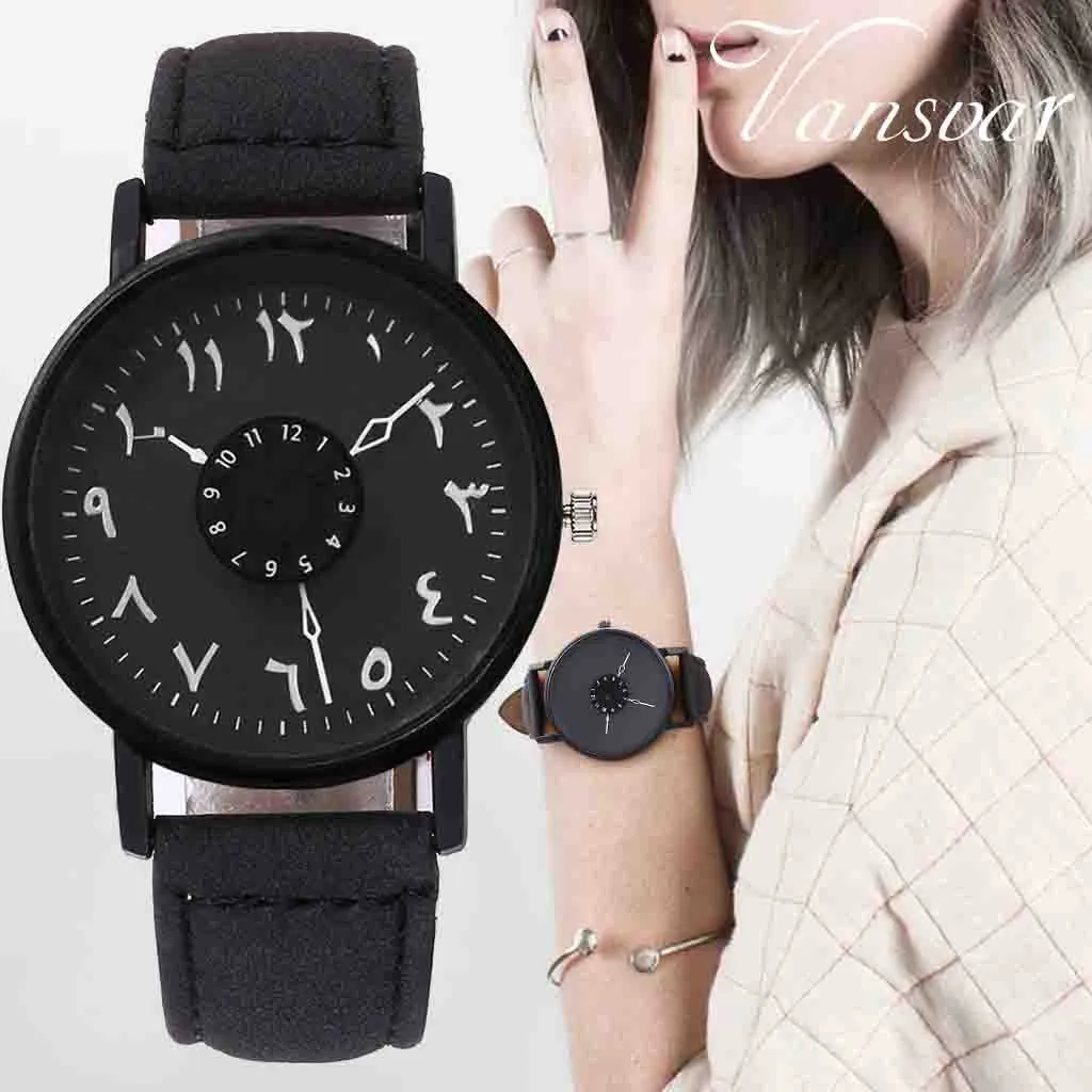 

Vansvar Silver Arabic Numbers Watch Leather Women's Clock Fashion Casual Women Quartz Wristwatches Relogio Feminino