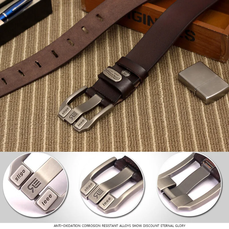Мужской брендовый ремень SLiGOLEEE винтажный Повседневный из натуральной кожи с