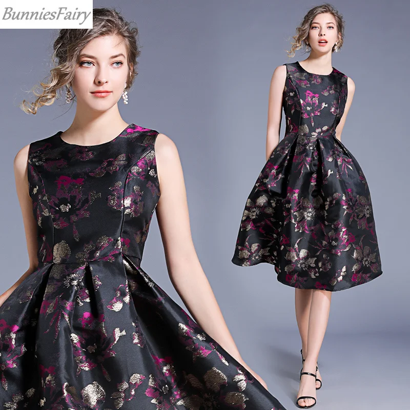 BunniesFairy весна лето Хепберн Винтаж Belle цветочный жаккард Платье Vestidos de Fiesta Очаровательная одежда для вечеринок