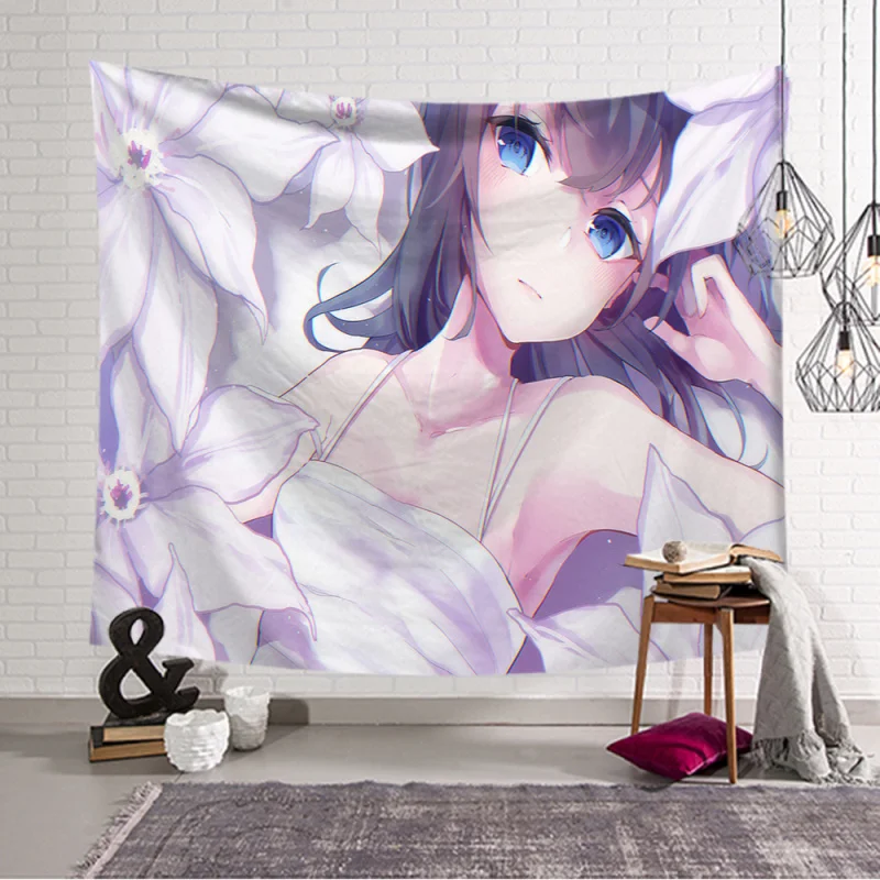 Cartoon Girls tapestry Wall Hanging Large Comic Print Art Fabric Decor Blanket Sleeping Mat Yoga Carpet 150x130cm | Дом и сад