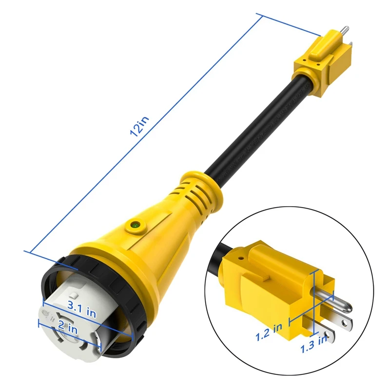 15 Amp To 50 Rv Power Cord Plug Adapter Dogbone Heavy Duty Electrical With Twist Lock Led Indicator 15M/50 | Автомобили и